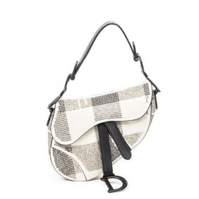 DIOR MINI CRYSTAL SADDLE BAG IVORY/BLACK