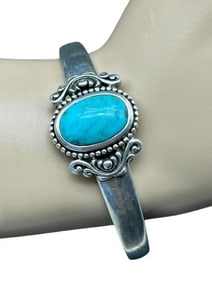 VINTAGE STERLING SILVER TURQUOISE CUFF BRACELET