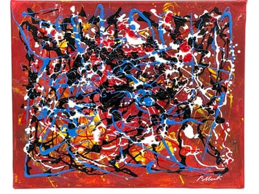 AFTER JACKSON POLLOCK ABSTRACT PAINTING ON CANVAS