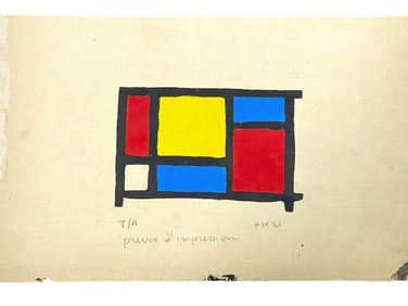 AFTER PIET MONDRIAN DE STIJL WOODBLOCK PRINT