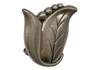 STERLING SILVER TULIP BROOCH