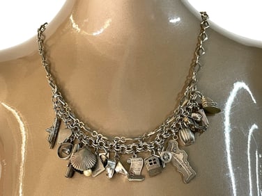925 STERLING SILVER ECLECTIC CHARM NECKLACE