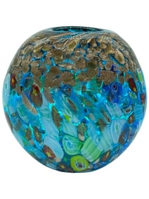 VINTAGE MURANO STYLE GLASS VASE 8"