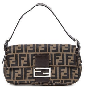 FENDI BAGUETTE TAN/DARK BROWN SHOULDER BAG