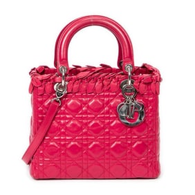 DIOR MEDIUM BOW LADY DIOR ZIP FUCHSIA SHOULDER BAG