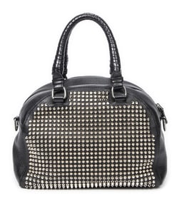 LOUBOUTIN SMALL SPIKED PANETTONE BOWLING BAG BLACK