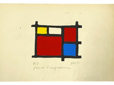 AFTER PIET MONDRIAN DE STIJL WOODBLOCK PRINT