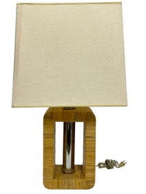 GEORGE KOVACS CANE WRAPPED TABLE LAMP 27"
