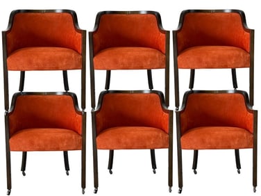 SET OF 6 UPHOLSTERED TUB DINING CHAIRS