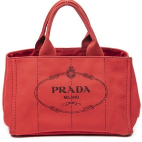 PRADA MEDIUM CANAPA TOTE RED
