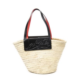 LOUBOUTIN LOUBISHORE BASKET BLACK/RED/NATURAL
