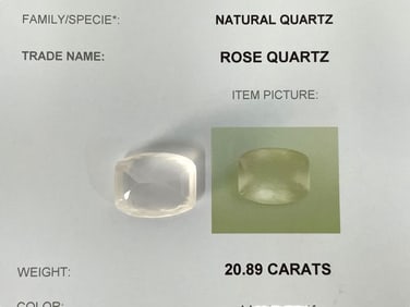 ROSE QUARTZ GEMSTONE GFCO CERTIFIED 20.89CT