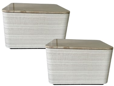CUSTOM MID MOD STYLE MARBLE TOP END TABLES 32"