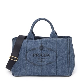 PRADA MEDIUM CANAPA TOTE BLUE CANAPA DENIM