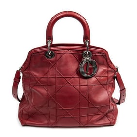 DIOR LARGE GRANVILLE RED SHOULDER BAG