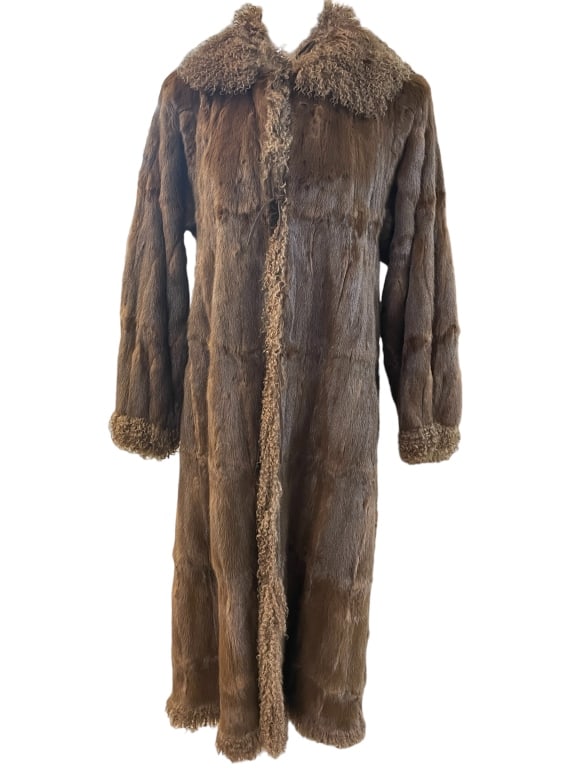 VTG FENDI ROMA BROWN ITALIAN MINK FUR COAT SZ8 46" (1 of 8)