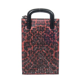 LOUBOUTIN SMALL LEOPARD TRICTRAC PORTFOLIO BLK/RED