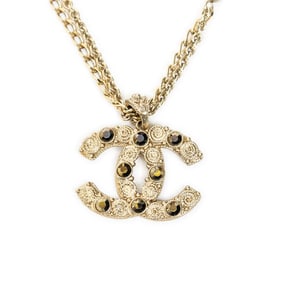 CHANEL CC RHINESTONE NECKLACE GOLD