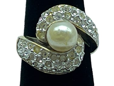 18K GE AND PEARL RING SZ 7