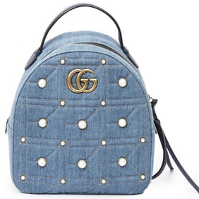 GUCCI PEARL STUDDED GG MARMONT DOME BACKPACK
