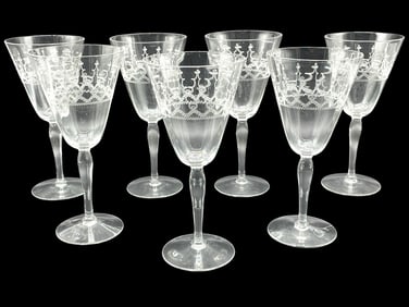 FOSTORIA STYLE ETCHED WINE GLASSES