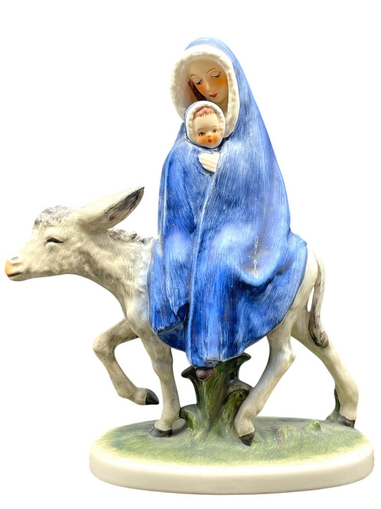 1959 GOEBEL MARY W BABY JESUS ON DONKEY FIGURINE: VINTAGE 1959 GOEBEL MARY W BABY JESUS ON DONKEY CHRISTIAN NATIVITY FIGURINE -7.5" HEIGHT APPROX -VERY GOOD PRE OWNED CONDITION -DP111124