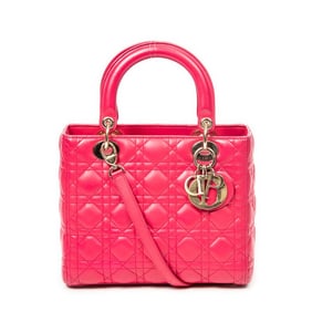 DIOR MEDIUM LADY DIOR ZIP FUCHSIA SHOULDER BAG