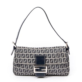 FENDI SMALL MAMA BAGUETTE GRAY/NAVY ZUCCA