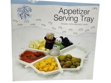 SNOWMAN WITH TOP HAT APPETIZER TRAY IN BOX
