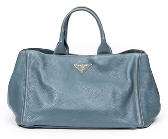 PRADA LARGE SHOPPING TOTE  BLUE