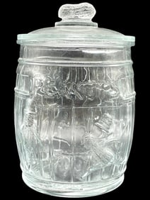VINTAGE PLANTERS PEANUTS GLASS BARRELL JAR  10"