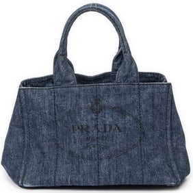 PRADA MEDIUM CANAPA TOTE BLUE