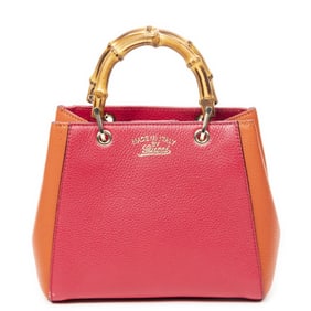 GUCCI MINI BAMBOO SHOPPER FUCHSIA PINK/ORANGE