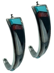 STERLING SILVER D LUCIO ZUNI EARRINGS