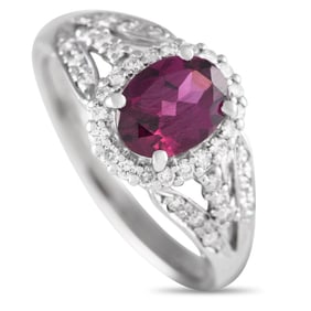 18K White Gold 0.35ct Diamond and Garnet Ring
