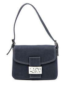 FENDI SQUARE FLAP BLUE DENIM SHOULDER BAG