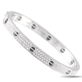 Cartier 18K Gold Diamond Pav Ceramic Bracelet
