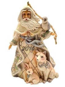 JIM SHORE WHITE WOODLAND 2016 SANTA ORNAMENT