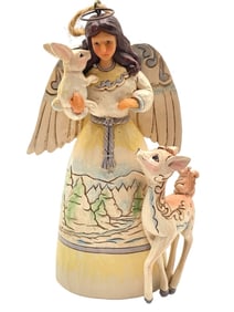 JIM SHORE WHITE WOODLAND ANGEL ORNAMENT