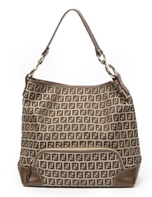 FENDI FRONT POCKET HOBO BEIGE/BROWN