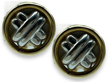 14K YELLOW & WHITE GOLD EARRINGS 4.2 G