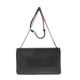 LOUBOUTIN STUDDED ZIP CHAIN CROSSBODY BLACK