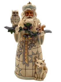 JIM SHORE WHITE WOODLAND SANTA ORNAMENT