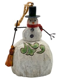 JIM SHORE SIGNED SNOWMAN WITH BROOM ORNAMENT