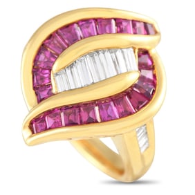 18k Gold .79ct Diamond and 1.65 ct Ruby Ring