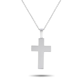 BUCHERER 18K WHITE GOLD CROSS PENDANT NECKLACE