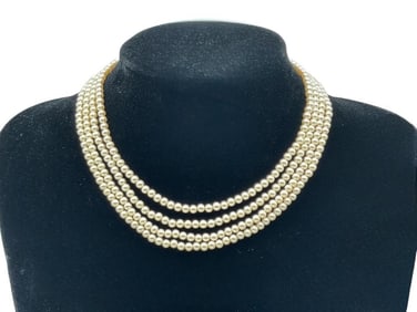 RICHELIEU TRIPLE STRAND PEARL NECKLACE 14"