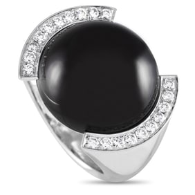 Cartier 18K Gold Diamond  &Smokey Quartz Ring Sz 5