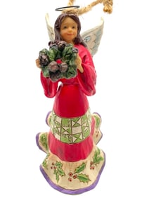 JIM SHORE ANGEL WITH HOLLY ORNAMENT