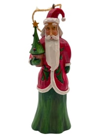 JIM SHORE SIGNED FOLKLORE SANTA WITH TREE ORNAMENT
